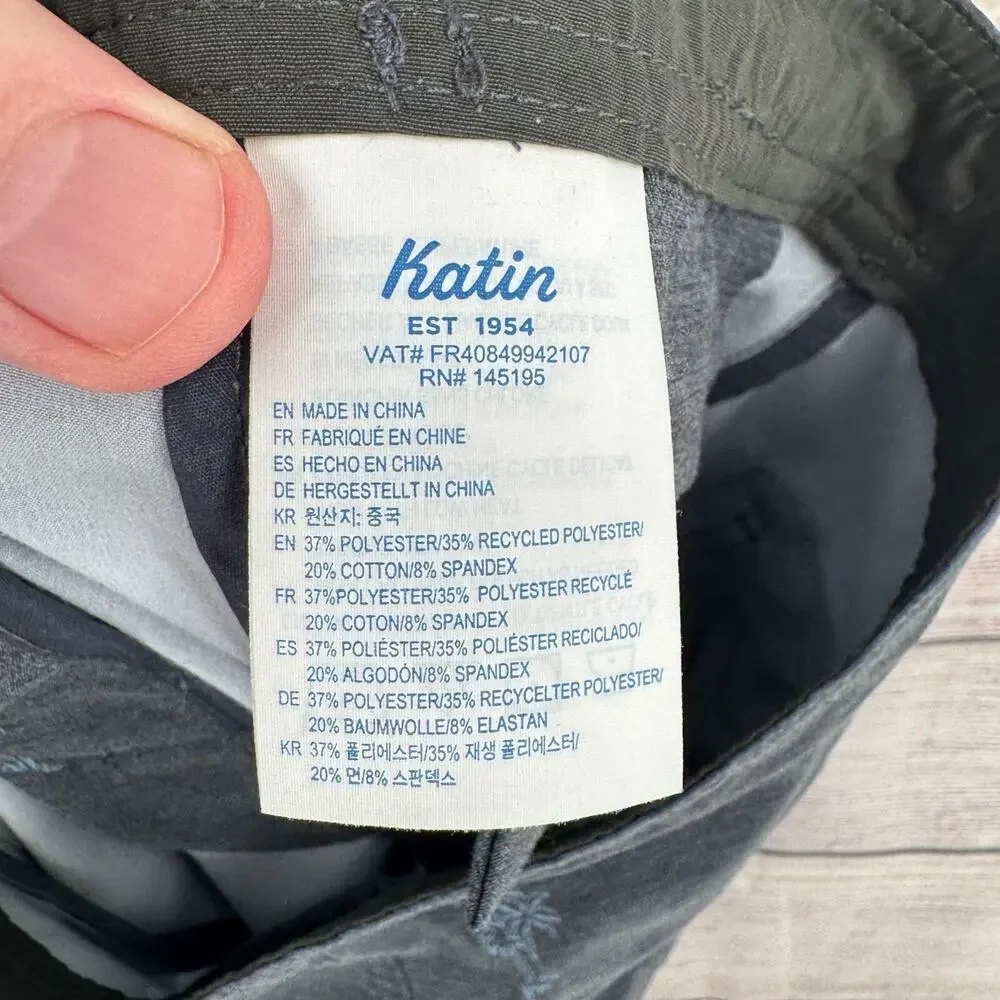 Katin Tropical Print Board Shorts Men's Size‎ 29 Gray/Blue Tie Closure